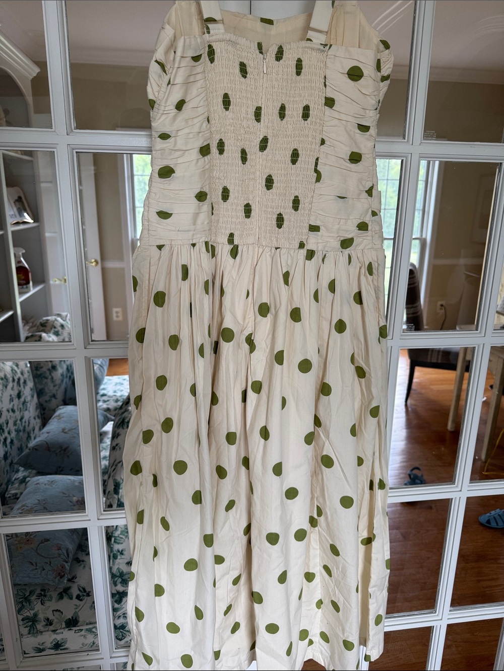 Abercrombie & Fitch Cream Sundress with Green Polka Dots - Picture 8 of 12